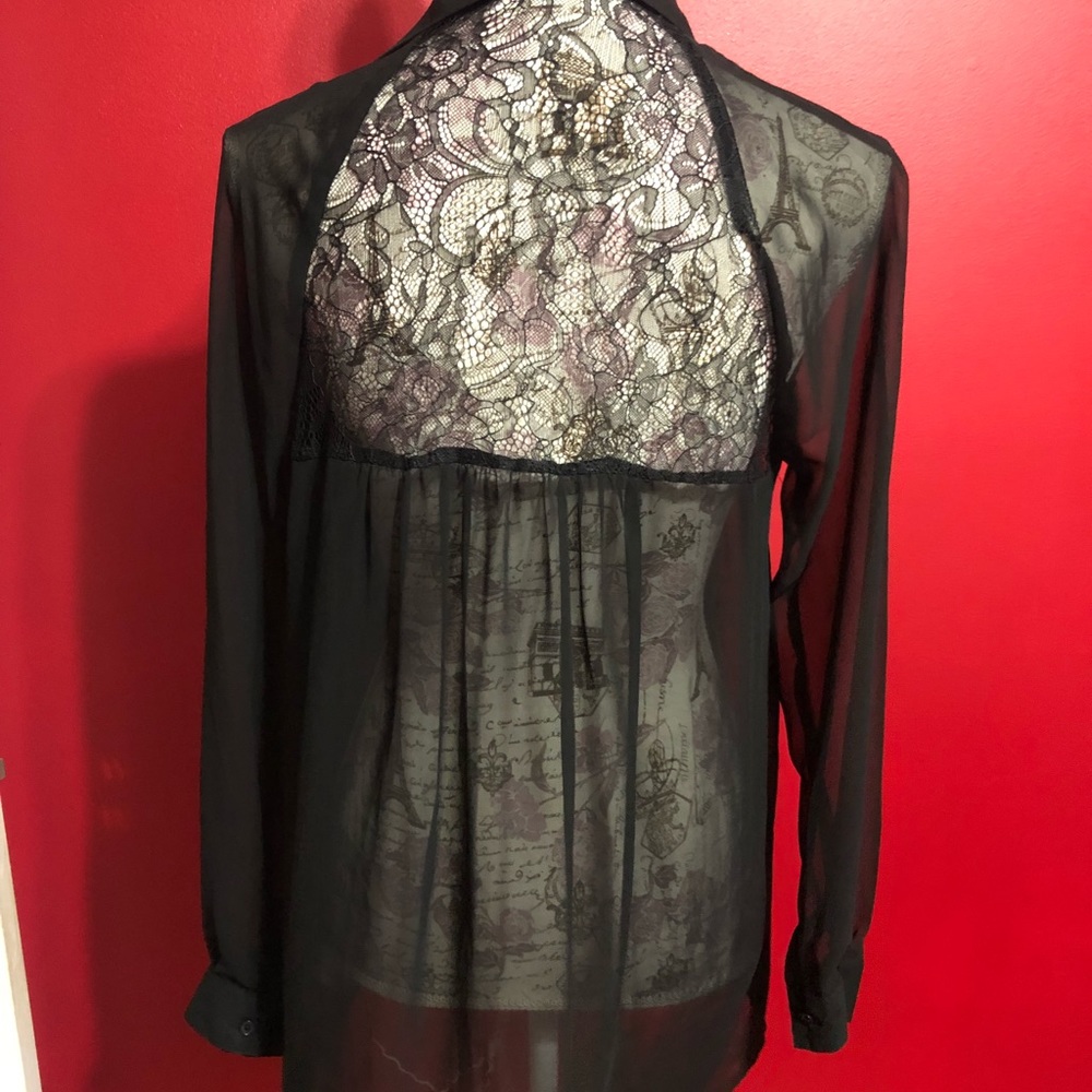 Black button down blouse - Picture 2 of 2